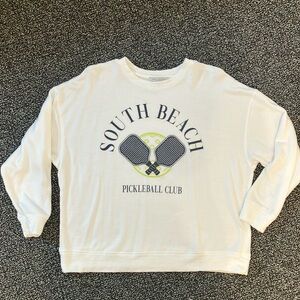 Like New South Beach Pickleball Club White Sweater